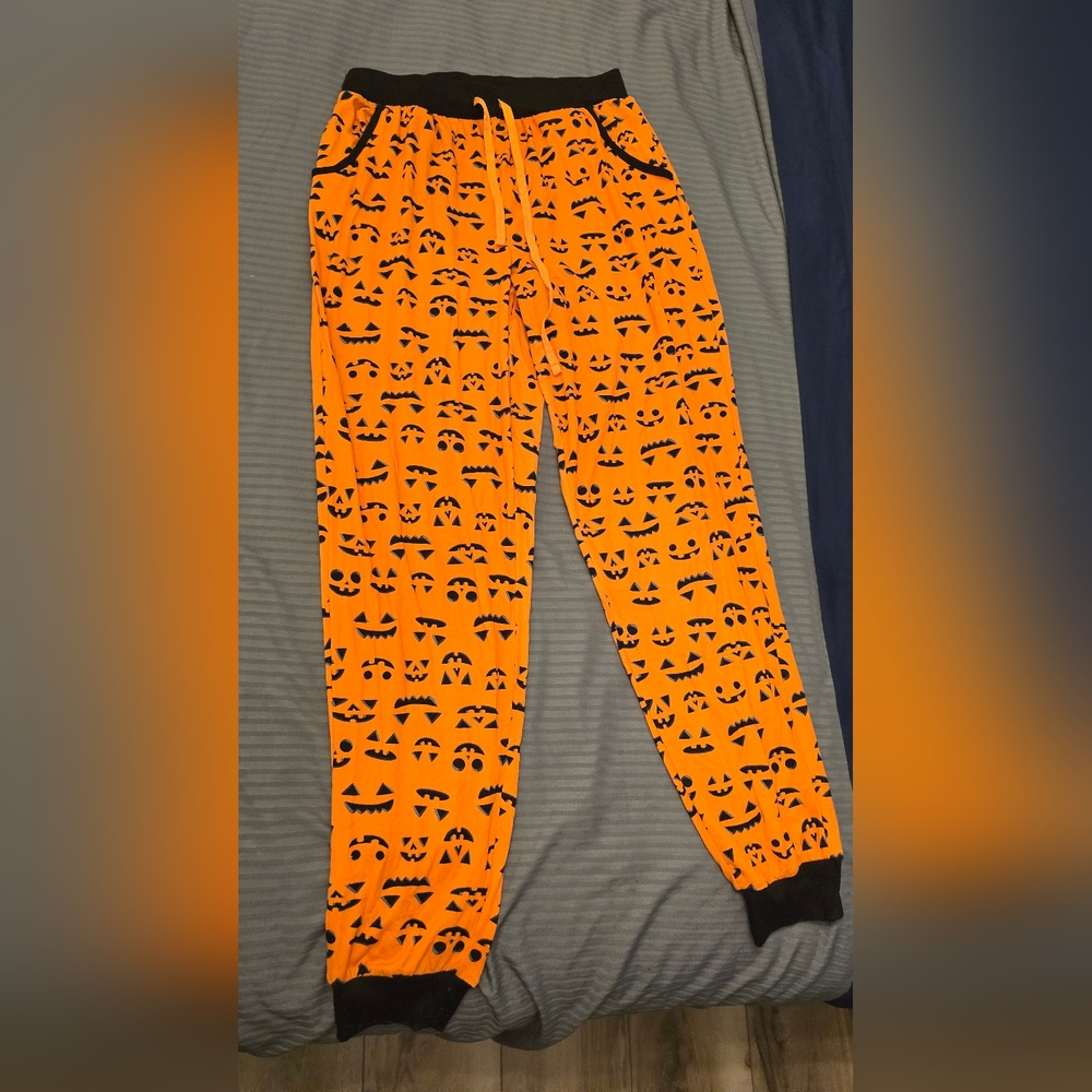Halloween Pumpkin Print Jogger Pants - size medium